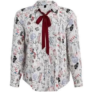 Torrid Disney Cruella Doodle Button Down Necktie Blouse 3 NEW